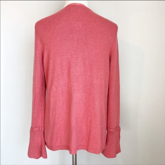 Loft NWT SP coral cardigan sweater w/ Bell Sleeves - Picture 6 of 7